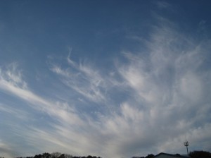 繊維状の筋雲(巻雲)