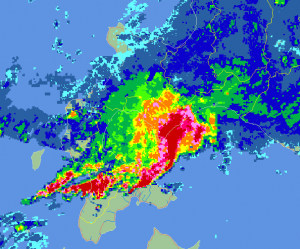 北海道で猛烈な雨 (国交省レーダーHP 21:40)