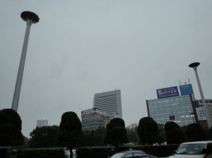 本降りの雨... (新大阪駅前)