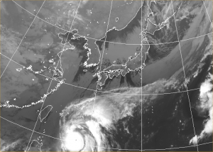 筋状の雲と渦巻 (気象庁HP 赤外衛星07:00)
