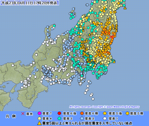 福島・茨城で震度6弱 (気象庁HP)