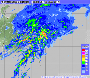 関東も激しい雨 (気象庁レーダHP 06:00)