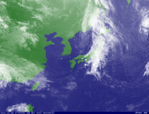 大気不安定で雨雲発達 (気象庁HP 赤外衛星17:00)