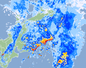 関東南部で猛烈な雨　(国交省レーダ 22:00)