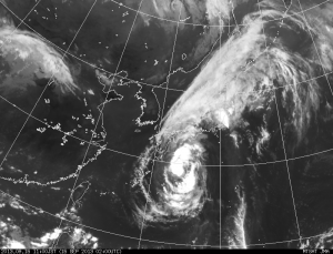関東沖の尖った雲 (気象庁HP赤外衛星 11:00)