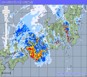 台風本体から遠くても激しい雨