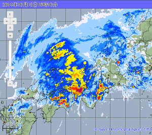 近畿で猛烈な雨 (気象庁レーダ 16:10)
