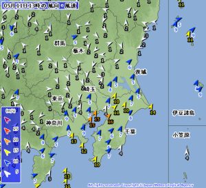 東京湾で風強まる