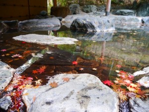 紅葉と混浴 (いわき湯本温泉)